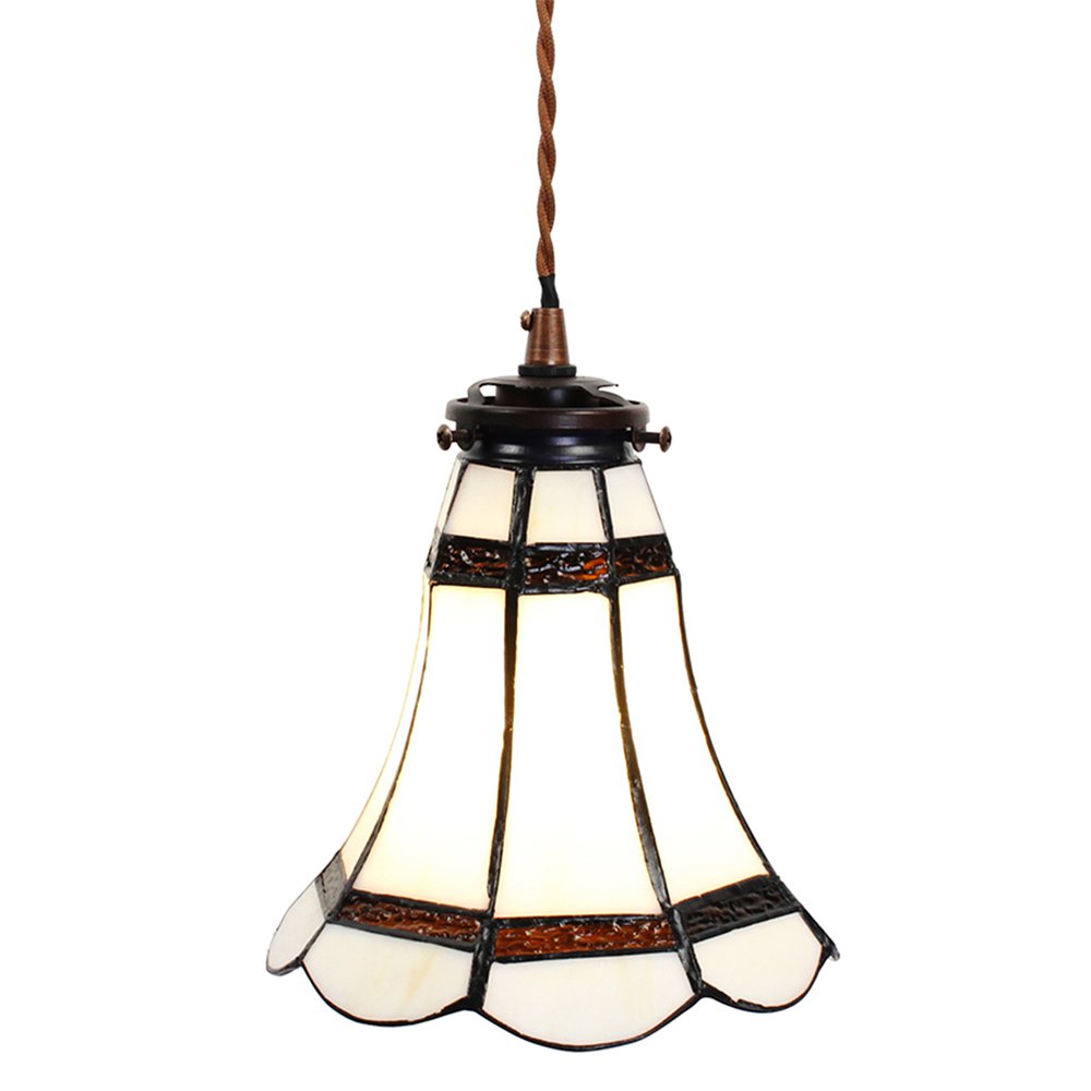 Hanglamp Tiffany Ø 15x115 cm wit Bruin Glas Hanglamp Eettafel