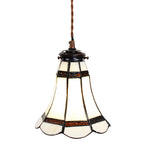Hanglamp Tiffany Ø 15x115 cm wit Bruin Glas Hanglamp Eettafel