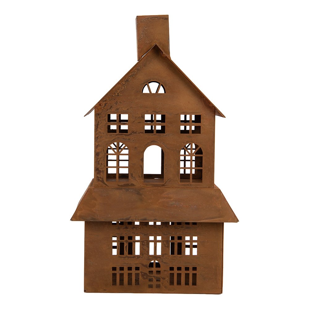 Decoratie Beeld Huis 16x10x31 cm Bruin Metaal