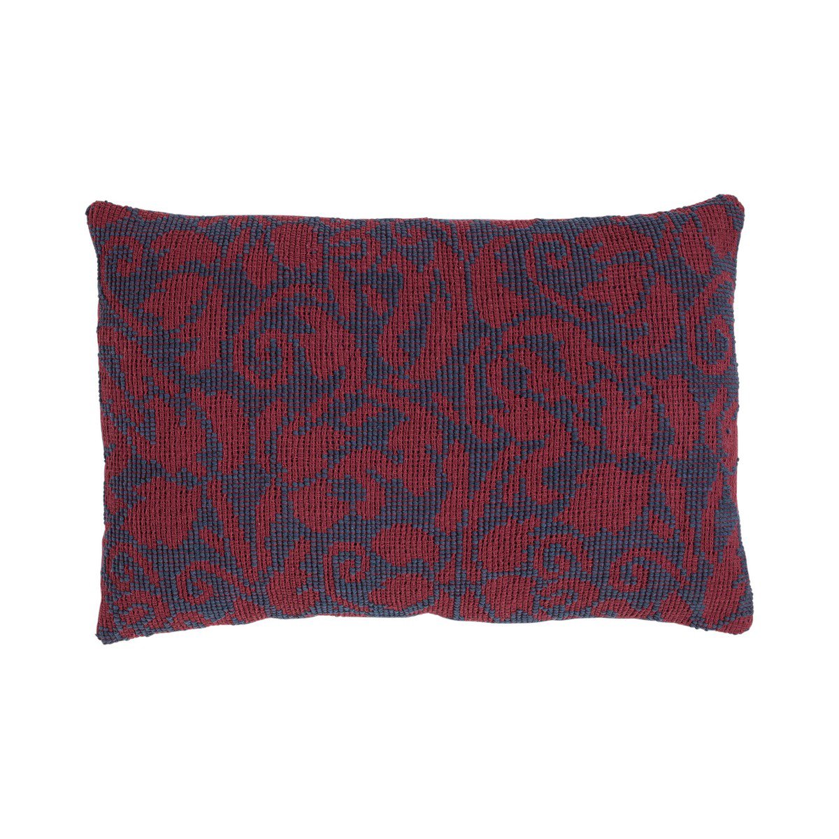 Flower Jacquard kussen bordeaux blauw 40x60cm