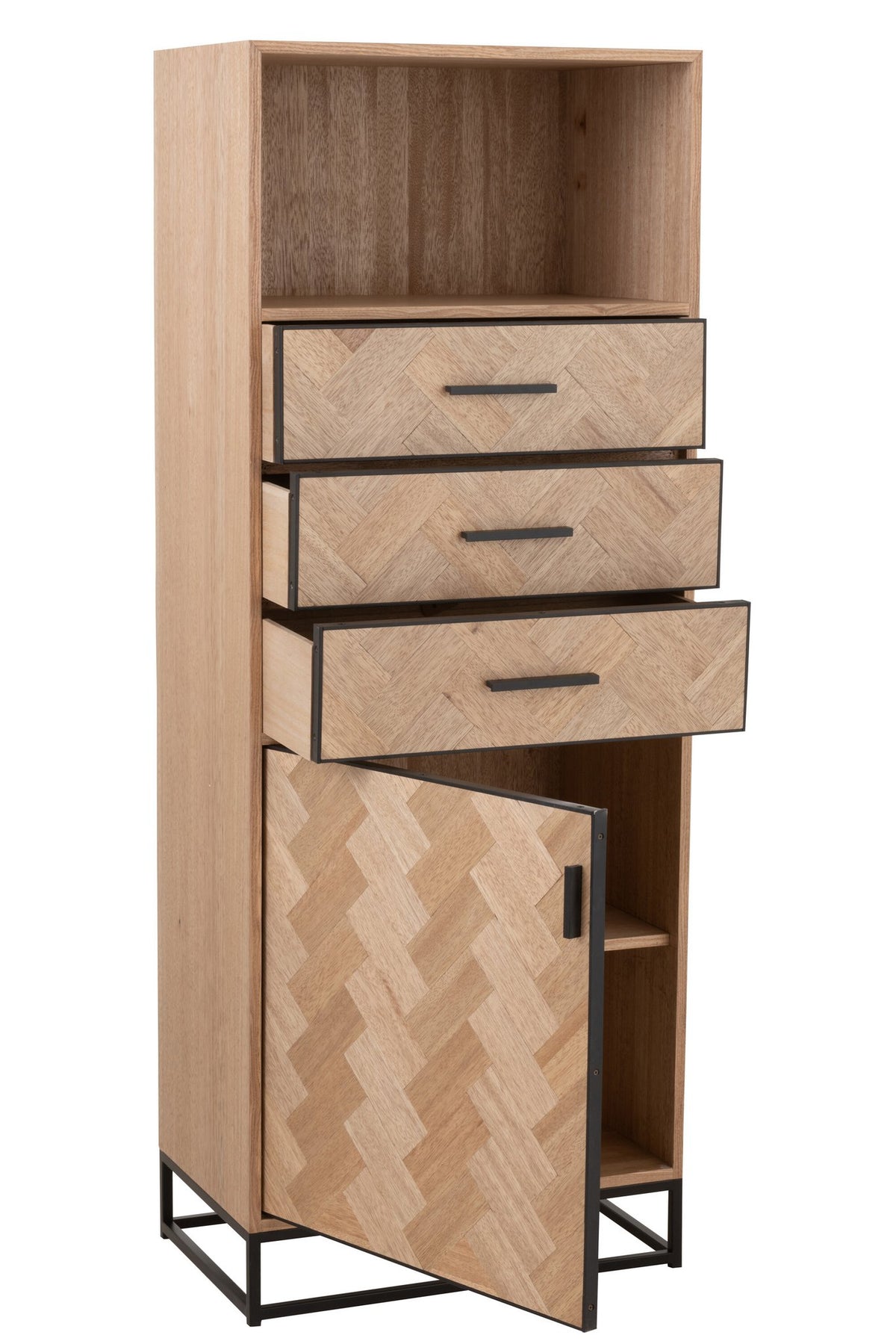 J-Line kast Hoog Zigzag kast - hout/metaal - naturel/zwart