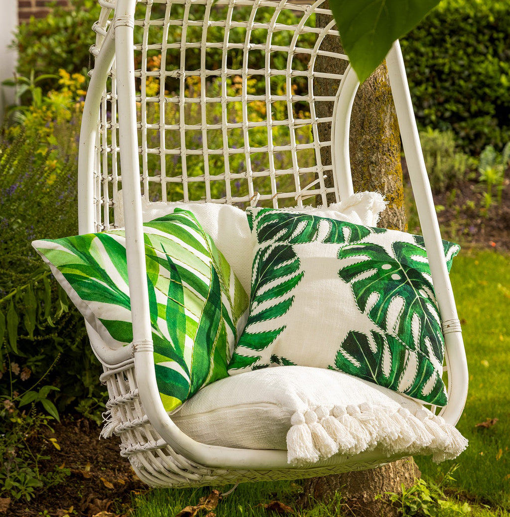 Dutch Decor Leafy - Kussen 45x45 cm - Katoen - Sneeuwwitje - Wit