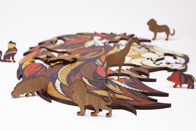 Eco Wood Art (EWA) Houten Legpuzzel Leeuw/ Lion, Size M, 1935, 31x28x0,5cm