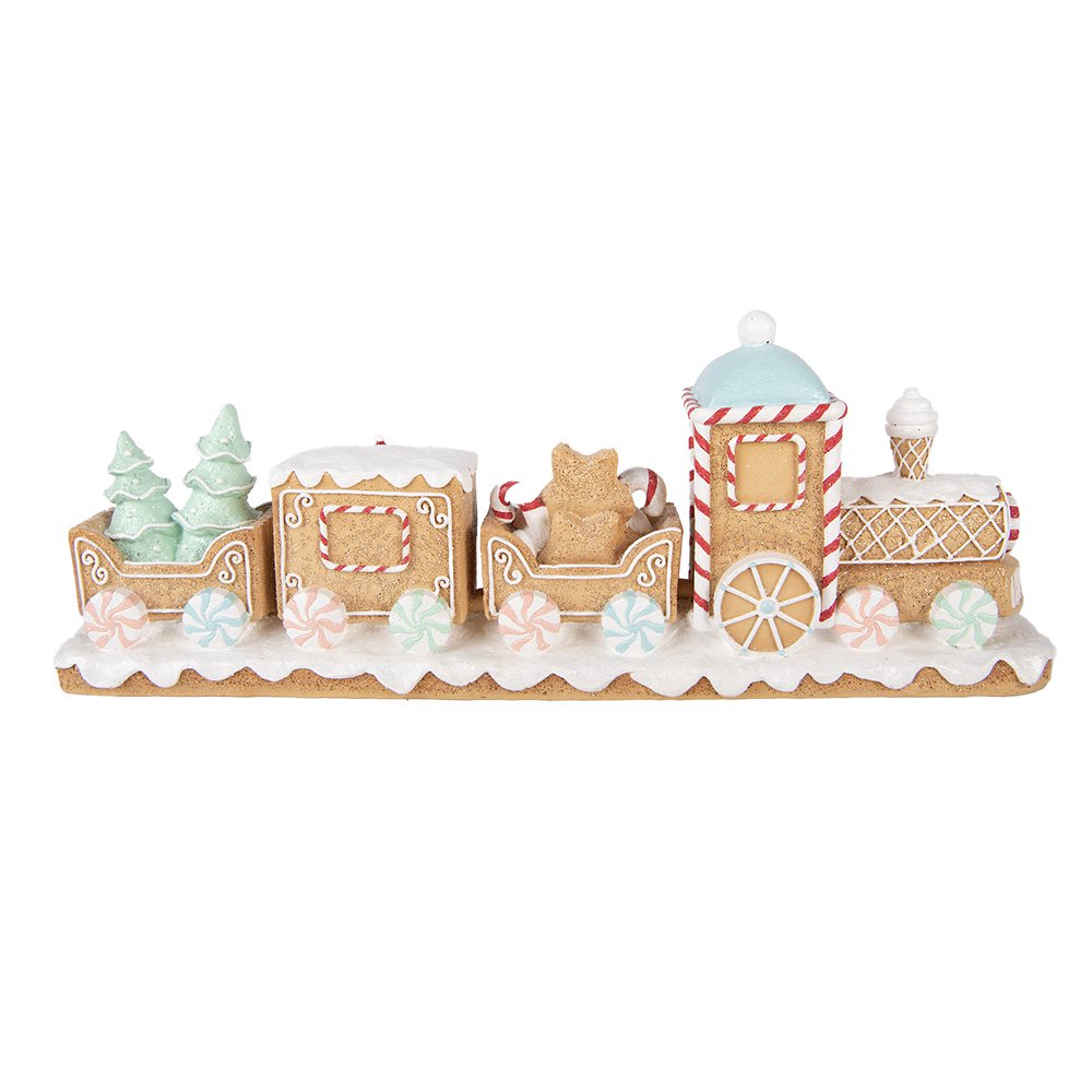 Kerstdecoratie Beeld Trein 47x10x17 cm Bruin Kunststof