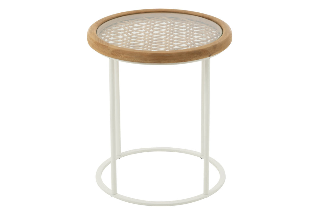 J-Line Bijzettafel Mati Sparhout/Metaal Naturel/Wit
