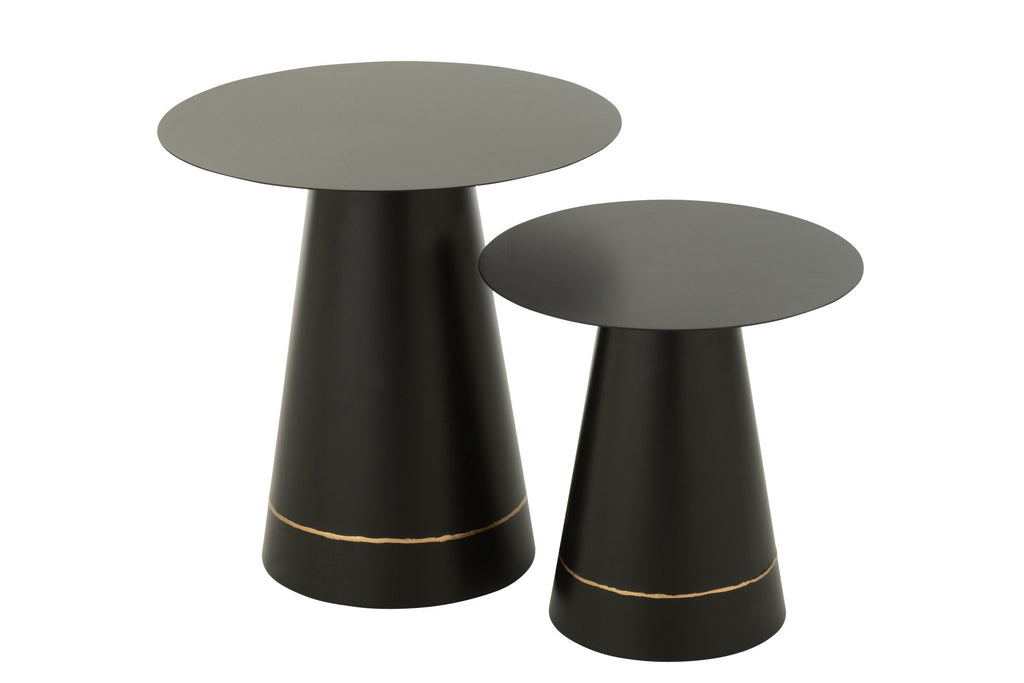J-Line bijzettafel - ijzer - zwart/goud - set van 2