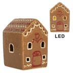 Gingerbread house met LED 7x6x9 cm Bruin Keramiek