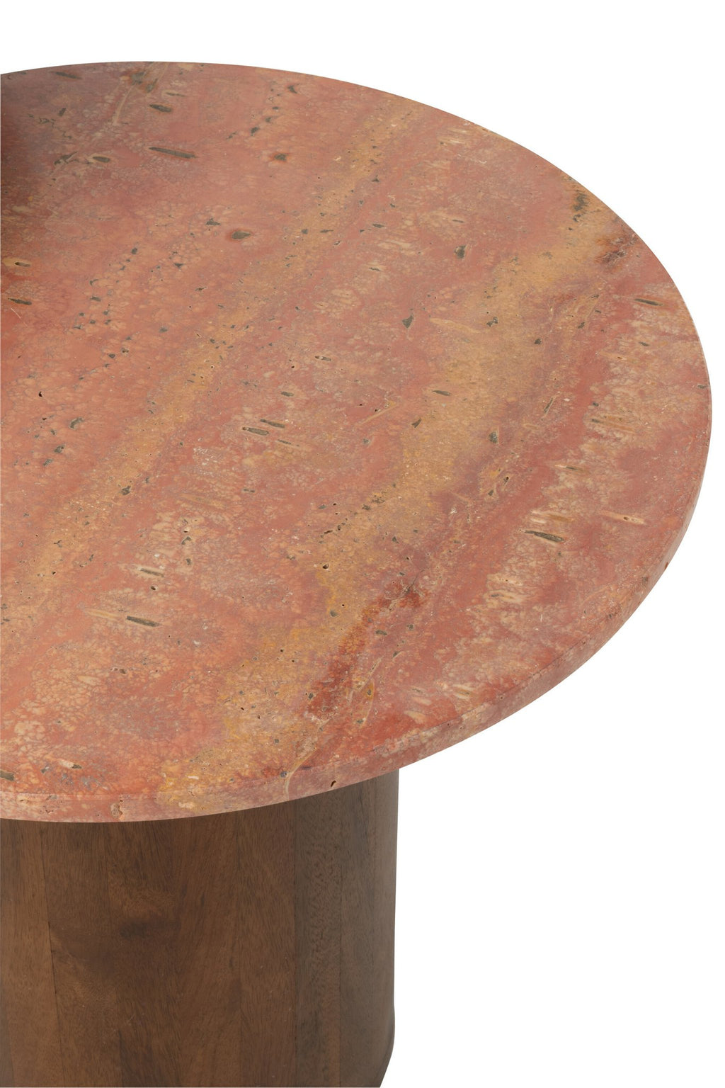 J-Line bijzettafel Rond Marmer - hout - terracotta/bruin - set van 2