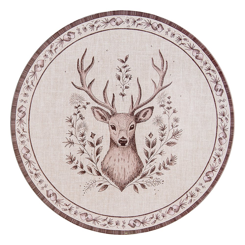 Onderbord Ø 33 cm Beige Bruin Kunststof Hert