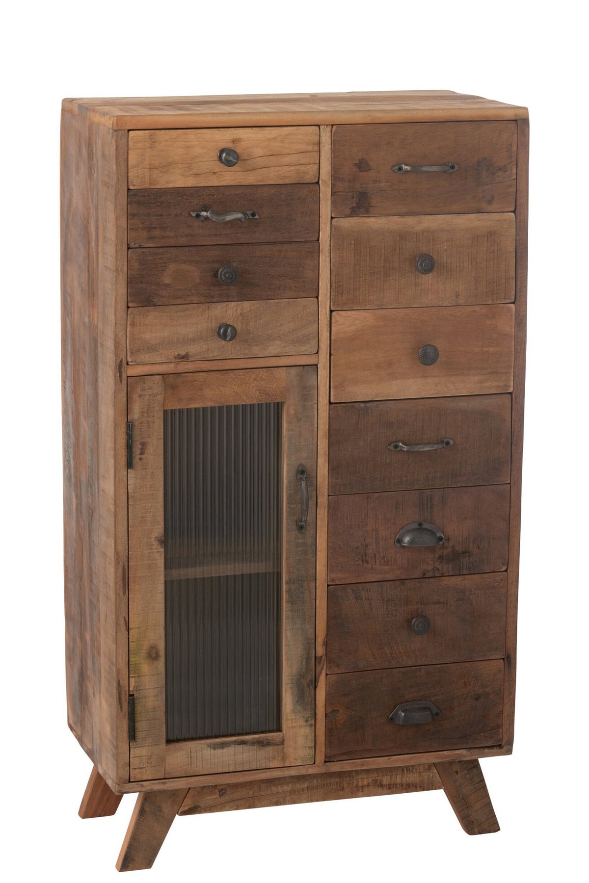 J-Line Kast Retro Gerecycleerd Hout/Glas Naturel