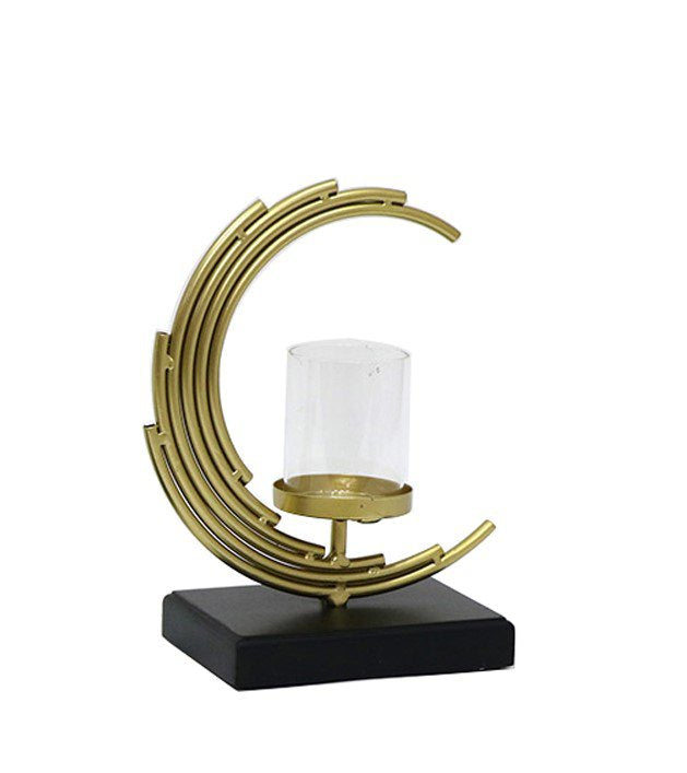 Metalen kandelaar maan goud