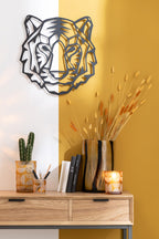 J-Line wanddecoratie Tijger - metaal - zwart