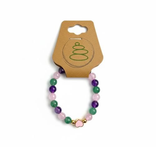 Kinder armband (16 cm) 6 mm met hartje