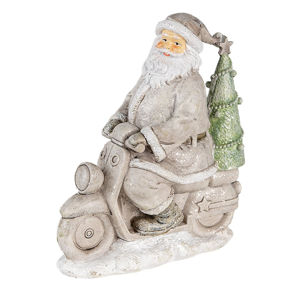 Beeld Kerstman 12x6x14 cm Zilverkleurig Kunststof Kerstdecoratie