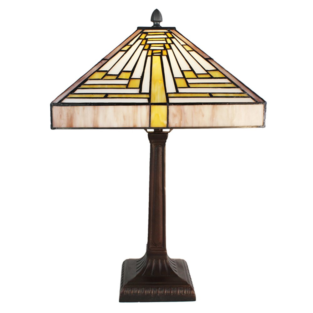 Tiffany Tafellamp 31x31x48 cm Beige Paars Glas Tiffany Bureaulamp