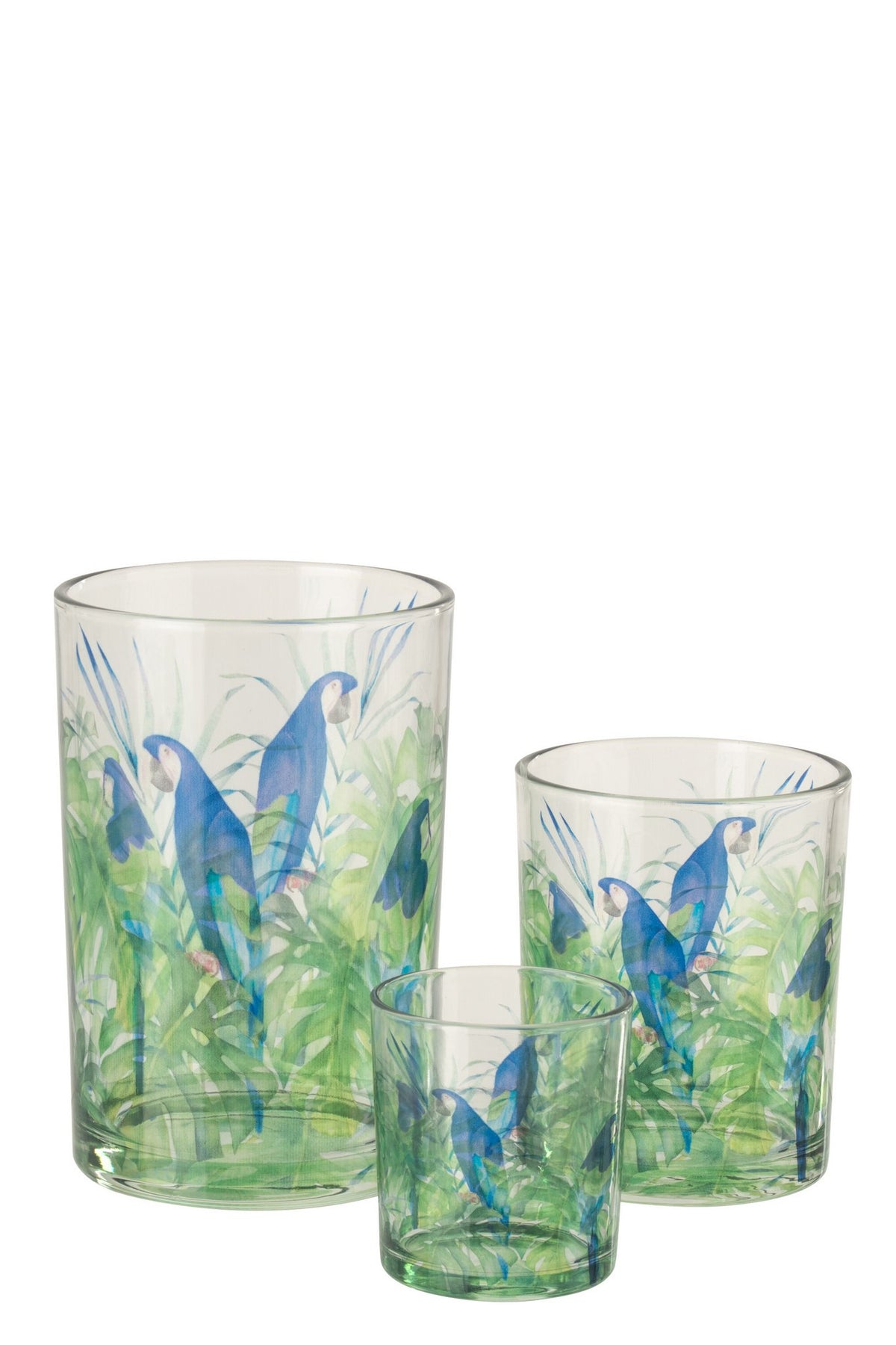 J-Line theelichthouder Papegaai - glas - groen/blauw - L