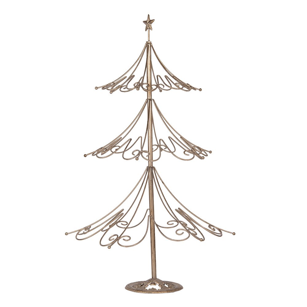 Kerstdecoratie Beeld Kerstboom Ø 46x75 cm Goudkleurig Metaal