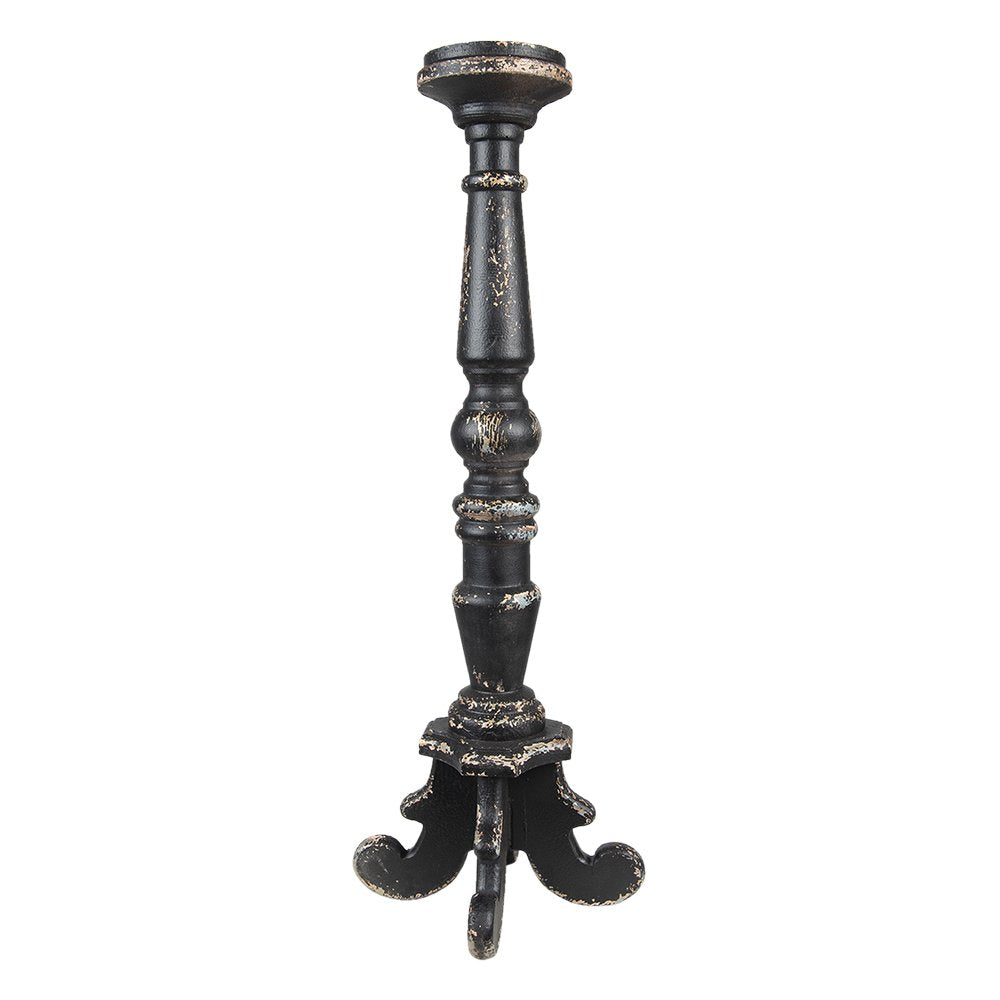 Kandelaar 65 cm Zwart Hout Kaarsenstandaard