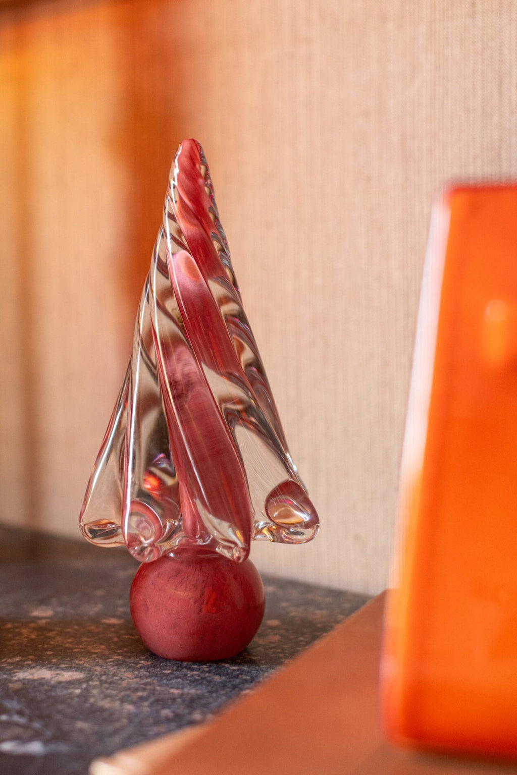 J-Line decoratie Kerstboom - glas - kerstrood