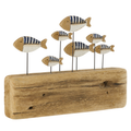 J-Line decoratie Vis Op Voet - hout - blauw/naturel - L