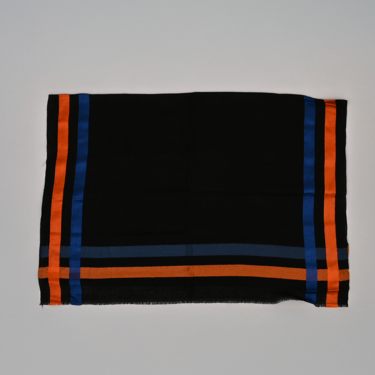 Sjaal | Wol Zijde Unisex | Zwart Blauw Oranje