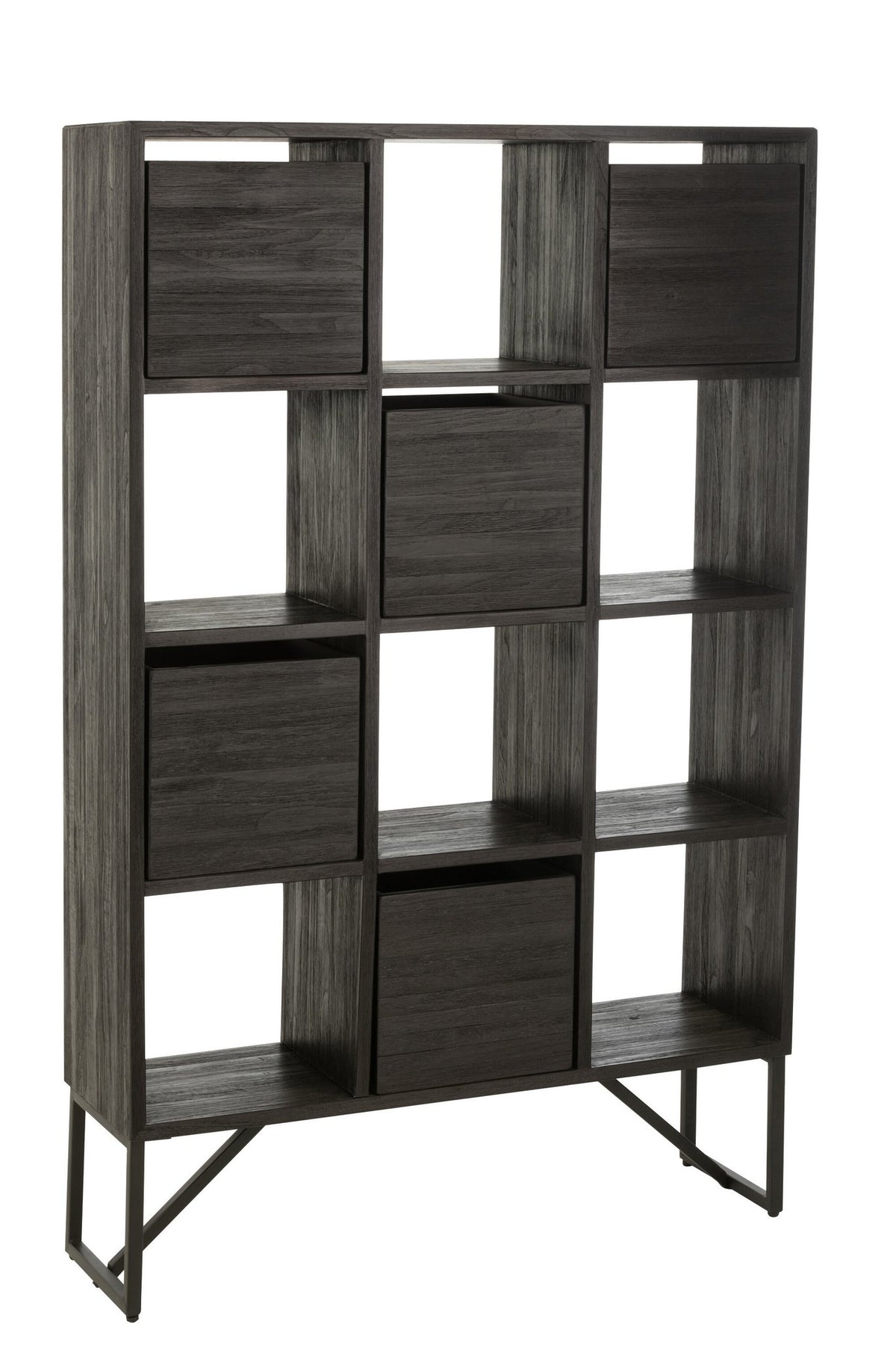 J-Line kast Met Lades - gerecycleerd hout - zwart