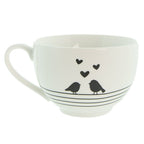 Kop en Schotel 220 ml Wit Zwart Porselein Harten Vogels Servies