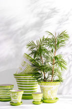 J-Line bloempot Granada - keramiek - groen - small - Ø 21 cm
