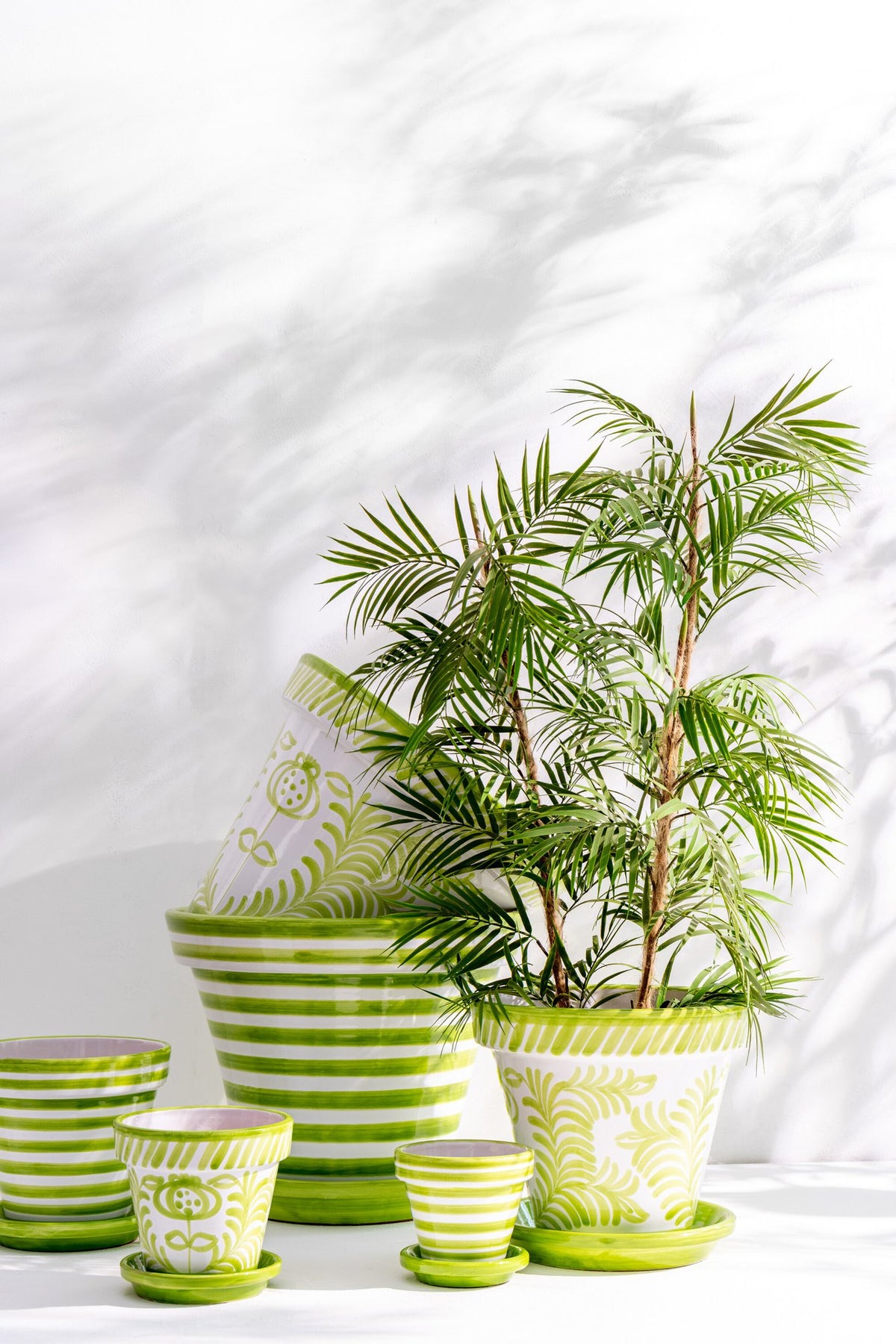 J-Line bloempot Granada - keramiek - groen - small - Ø 21 cm