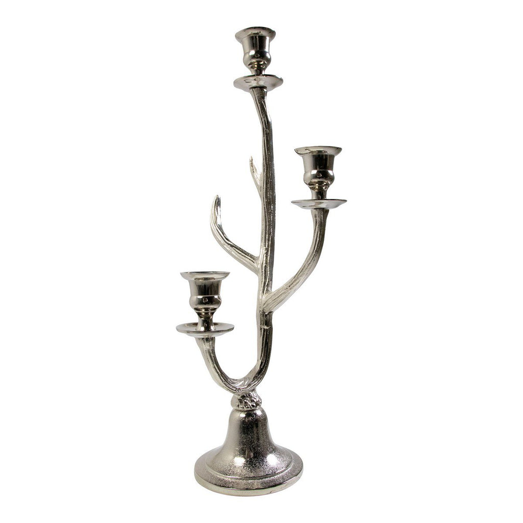 Kaarsen Standaard gewei zilver 3 h48 d20x14cm