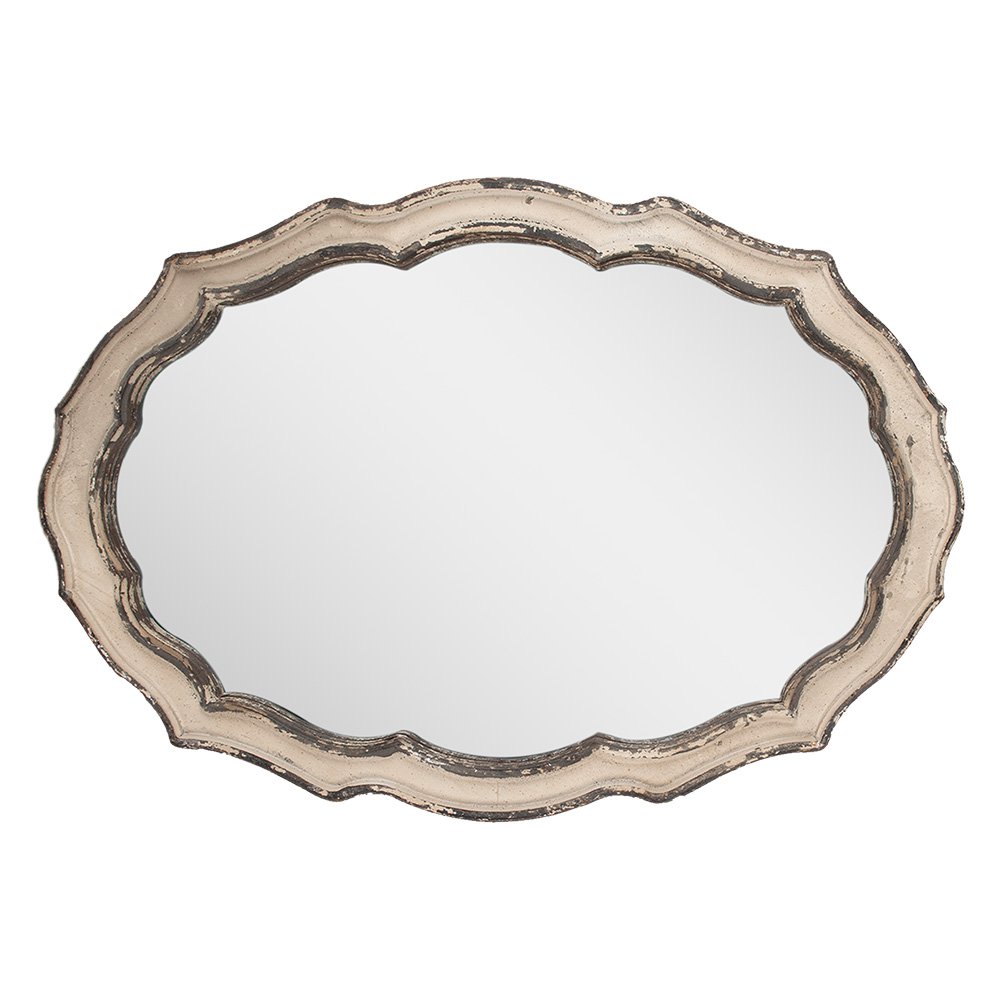 Mirror 52x3x75 cm Beige Bruin Hout Wall Mirror