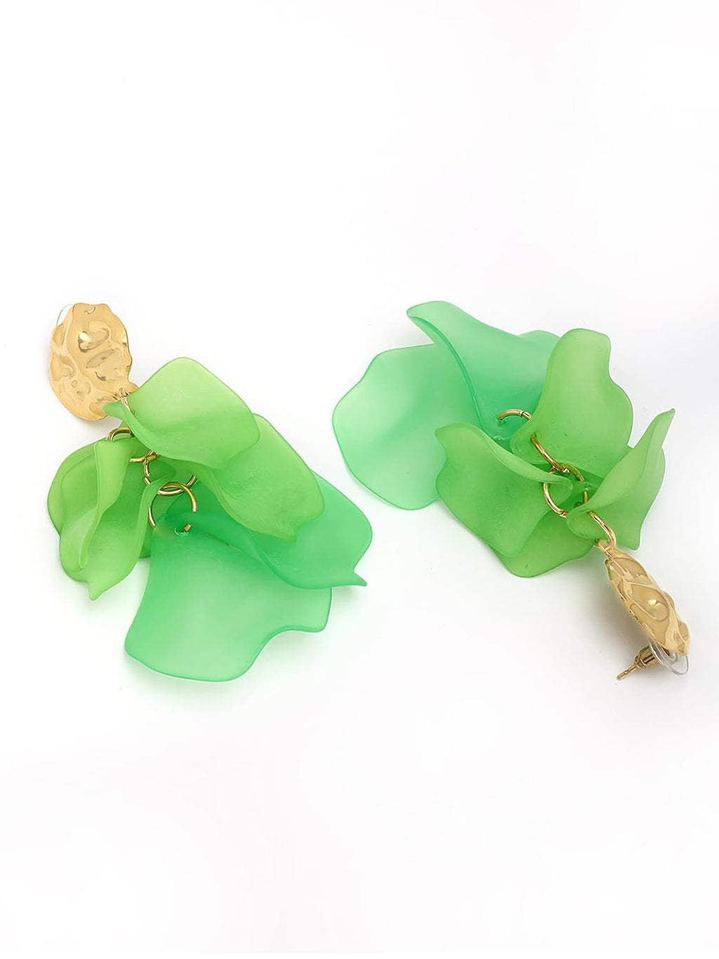 Eigentijdse groene oorbellen – mode-sieraden – vergulde afwerking – winkeleenheden
