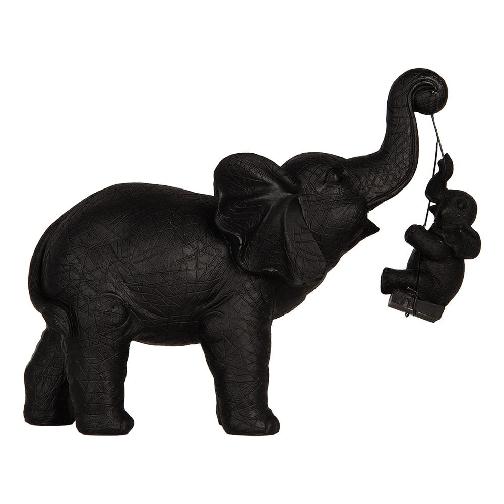 Beeld Olifant 20x8x18 cm Zwart Kunststof