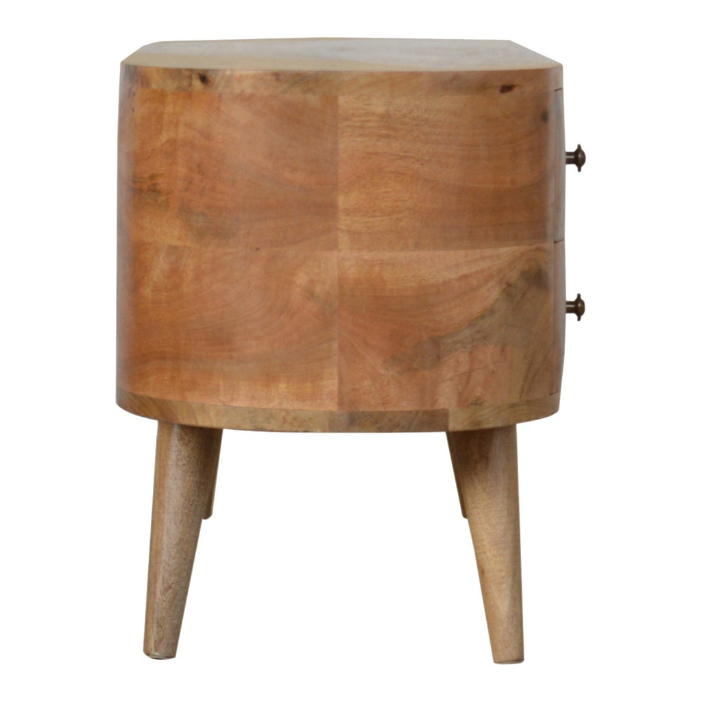 Massief houten rond entertainmentmeubel, 1 lade, bruin