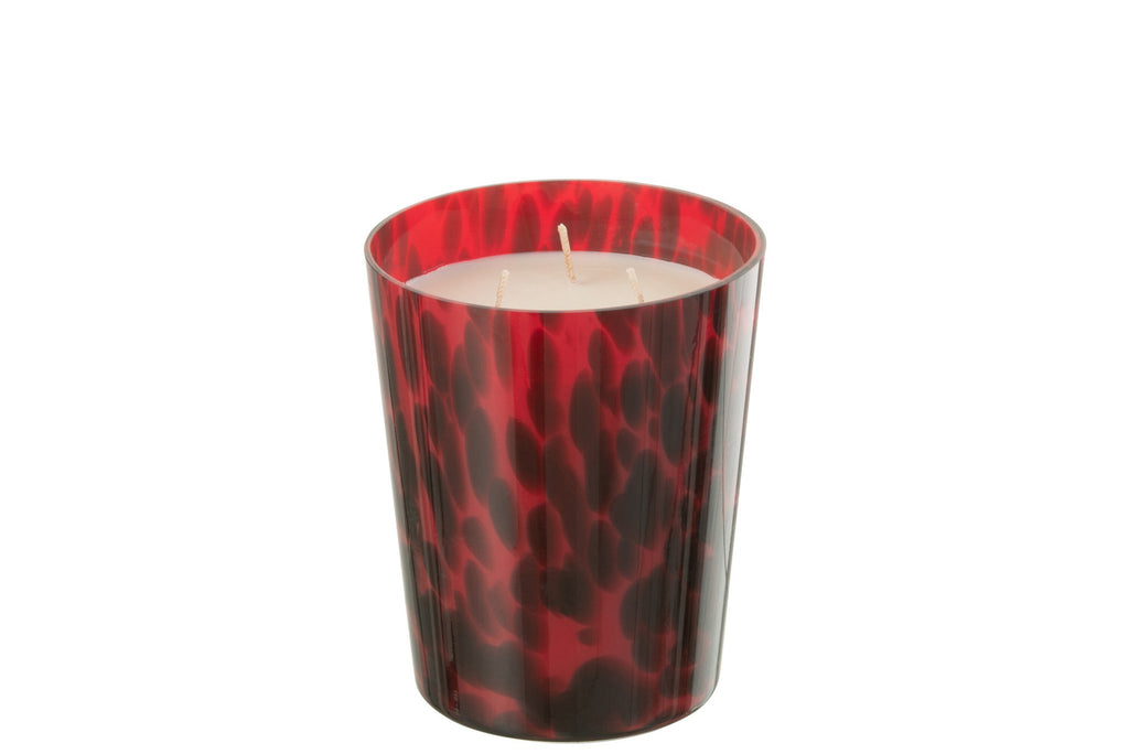 J-Line geurkaars Noa - Sandalwood - glas - rood - medium - 68U