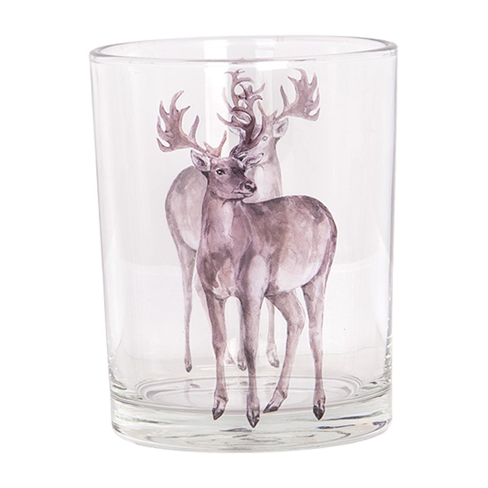 Theelichthouder Set van 2 Ø 7x8 / 10x13 cm Transparant Glas Hert