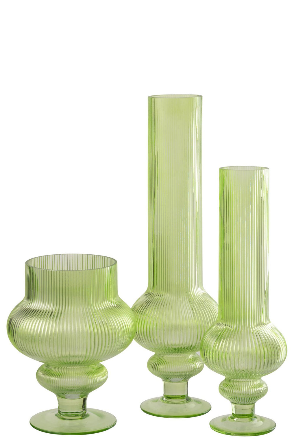 J-Line vaas Ada Geribbeld - glas - groen - L