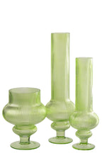 J-Line vaas Ada Geribbeld - glas - groen - L