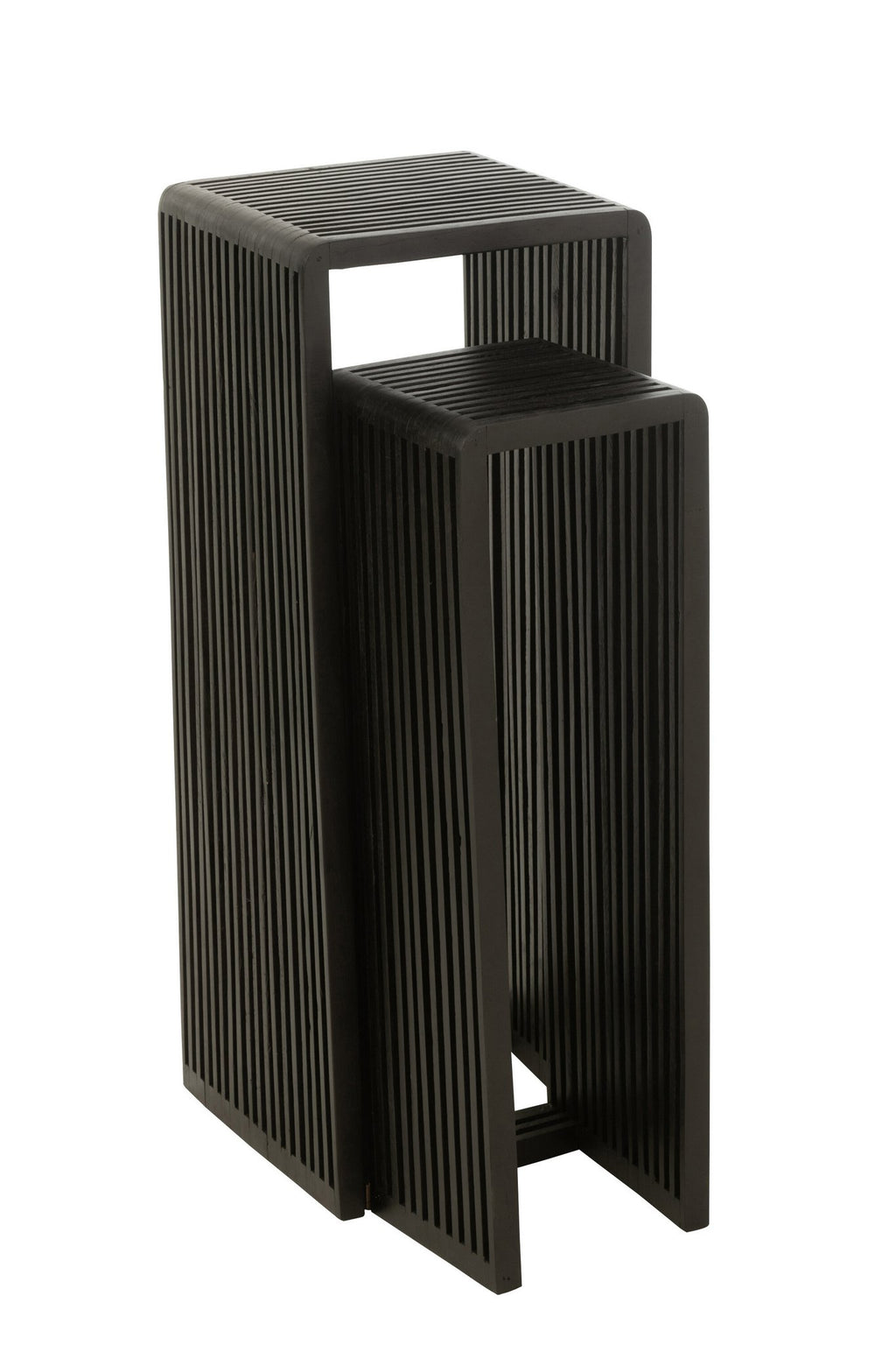 J-Line bijzettafel Kubus - hout - zwart - set van 2