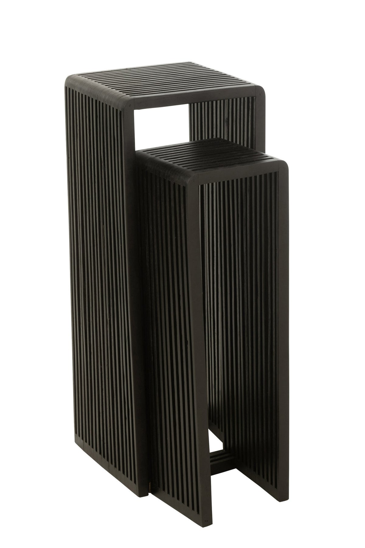 J-Line bijzettafel Kubus - hout - zwart - set van 2