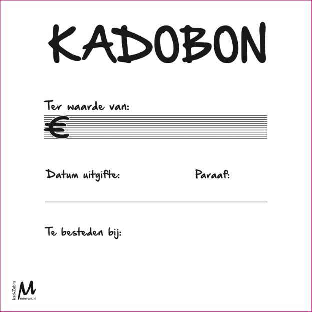 Kadobon - Zebra - 25 Stuks
