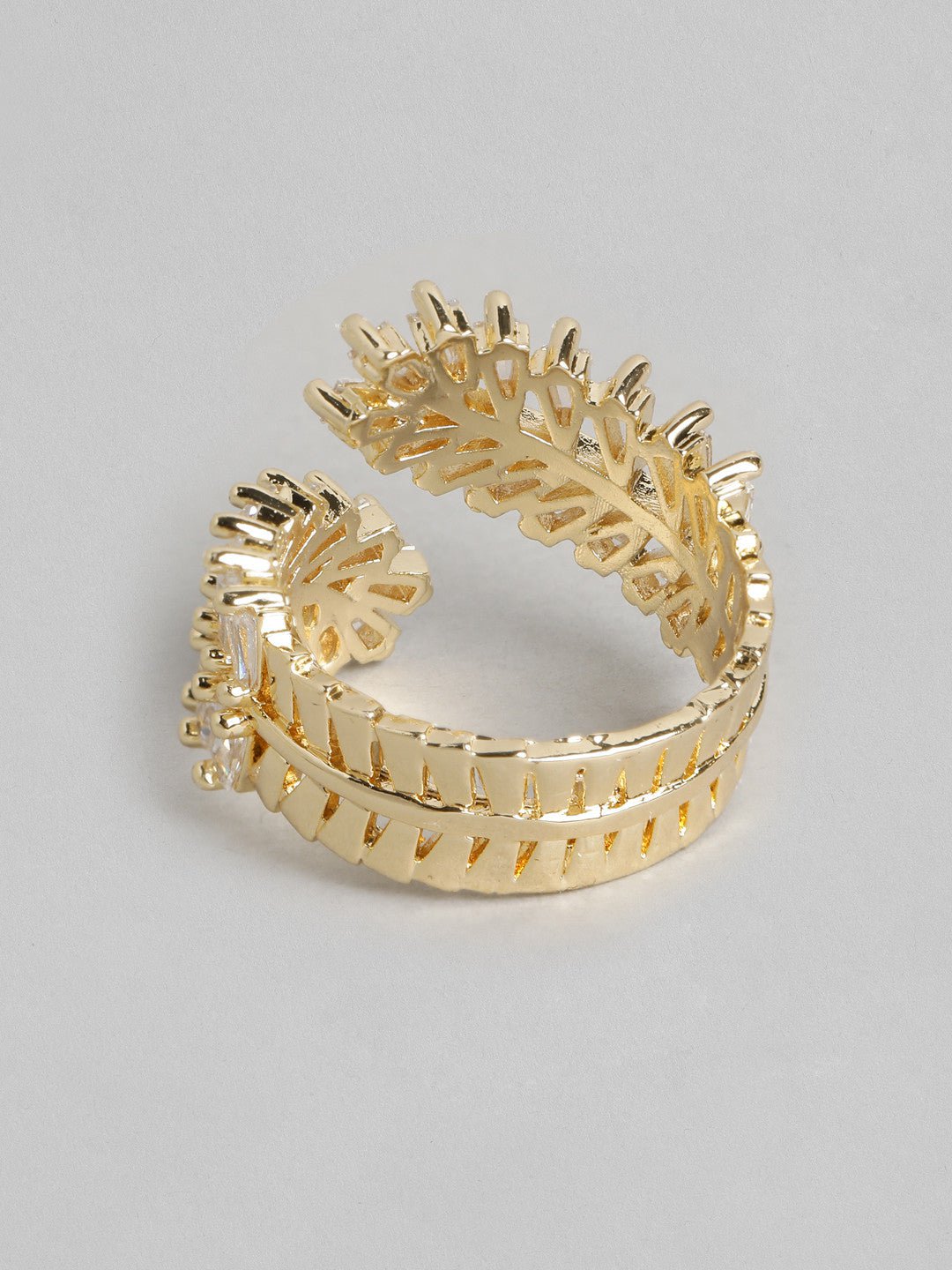 Vingerring met stenen studs – verstelbare ring – goudkleurig, steen – enkele eenheid
