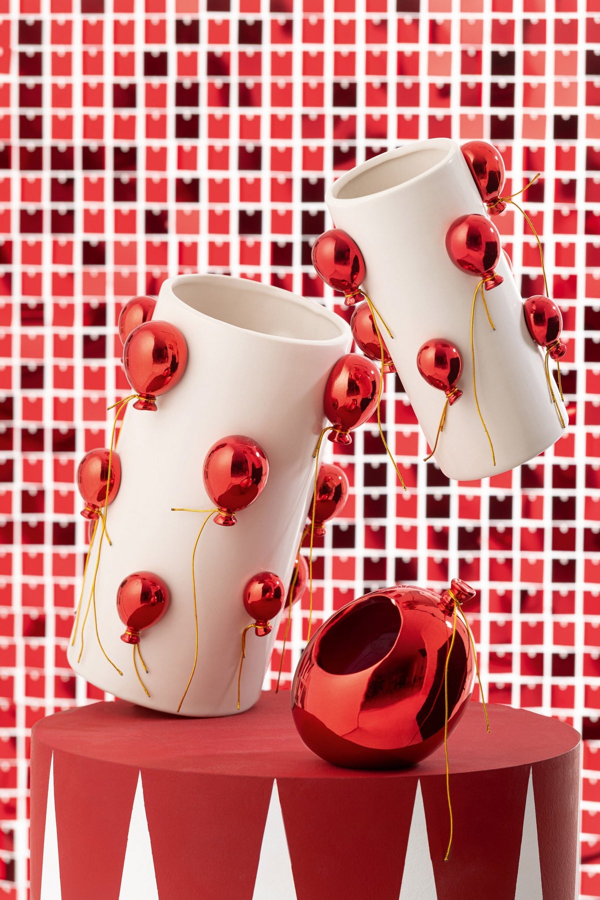 J-Line bloempot Ballon - keramiek - rood - S