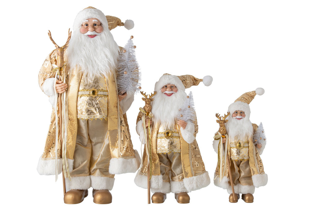 J-Line decoratie kerstman - kunststof - goud - large
