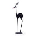 Metalen theelichthouder 'rendier' zwart h37 d9x12,5 cm