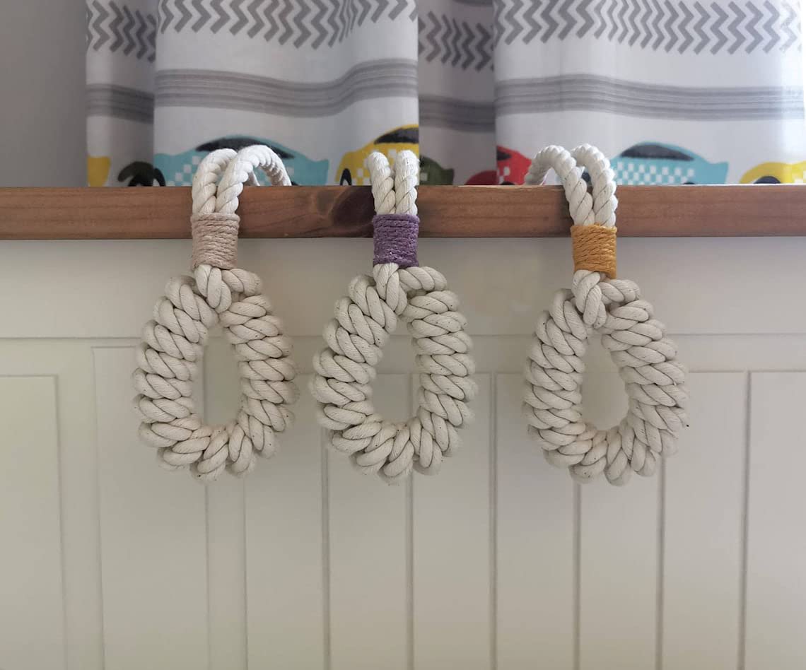Handgeweven gordijnbinder – ontwerp van katoenmacramé - Set van 2