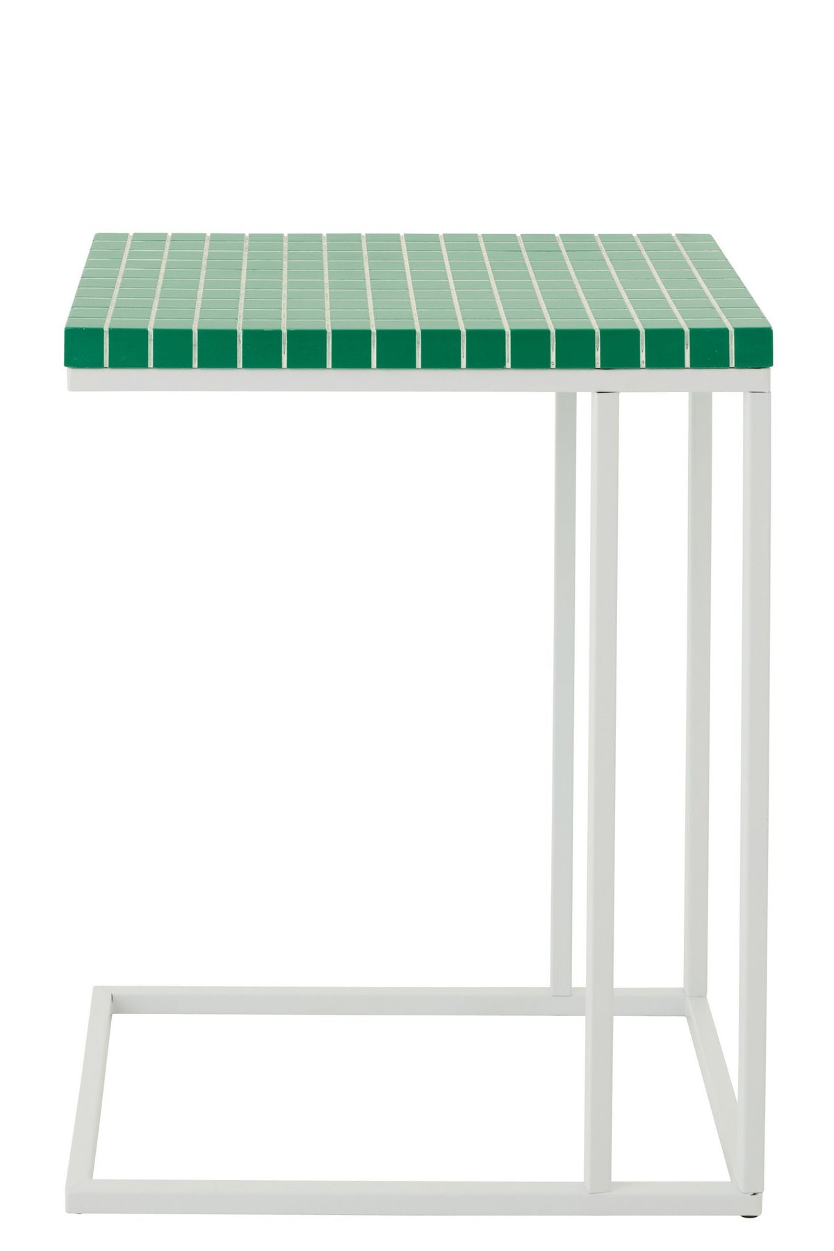 J-Line bijzettafel Rechthoek Geruit - ijzer - groen/wit