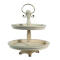 Etagère 2 laags Ø 30x36 cm Beige Hout Serveerschaal