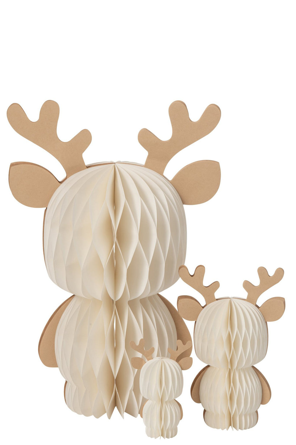 J-Line decoratie Rendier - papier - camel/wit - large