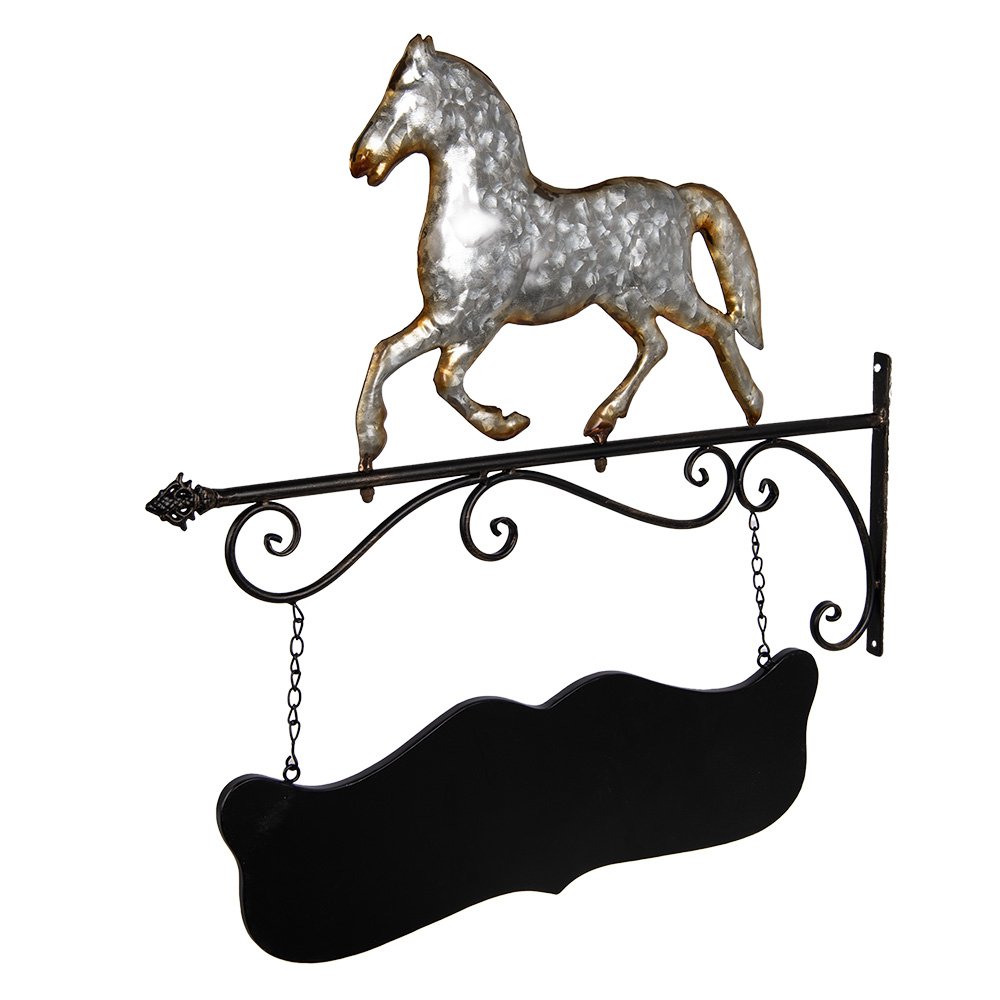 Uithangbord Paard 66x3x67 cm Grijs Metaal
